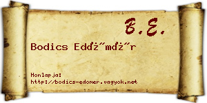 Bodics Edömér névjegykártya